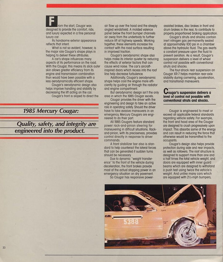 1985 Mercury Cougar Brochure Page 15